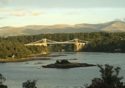 Menai Bridge at dusk - an hour before a night dive in the... by Mark Thomas 